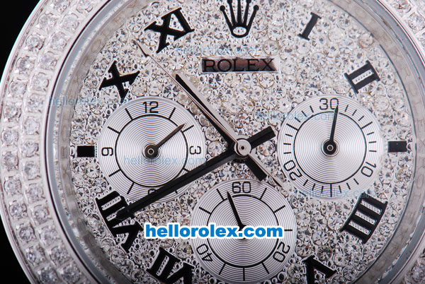 Rolex Daytona Automatic Full Diamond Bezel and Dial-Roman Hour Markers - Click Image to Close